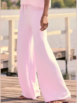 Pantalon lounge avec ceinture élastique et jambes larges
