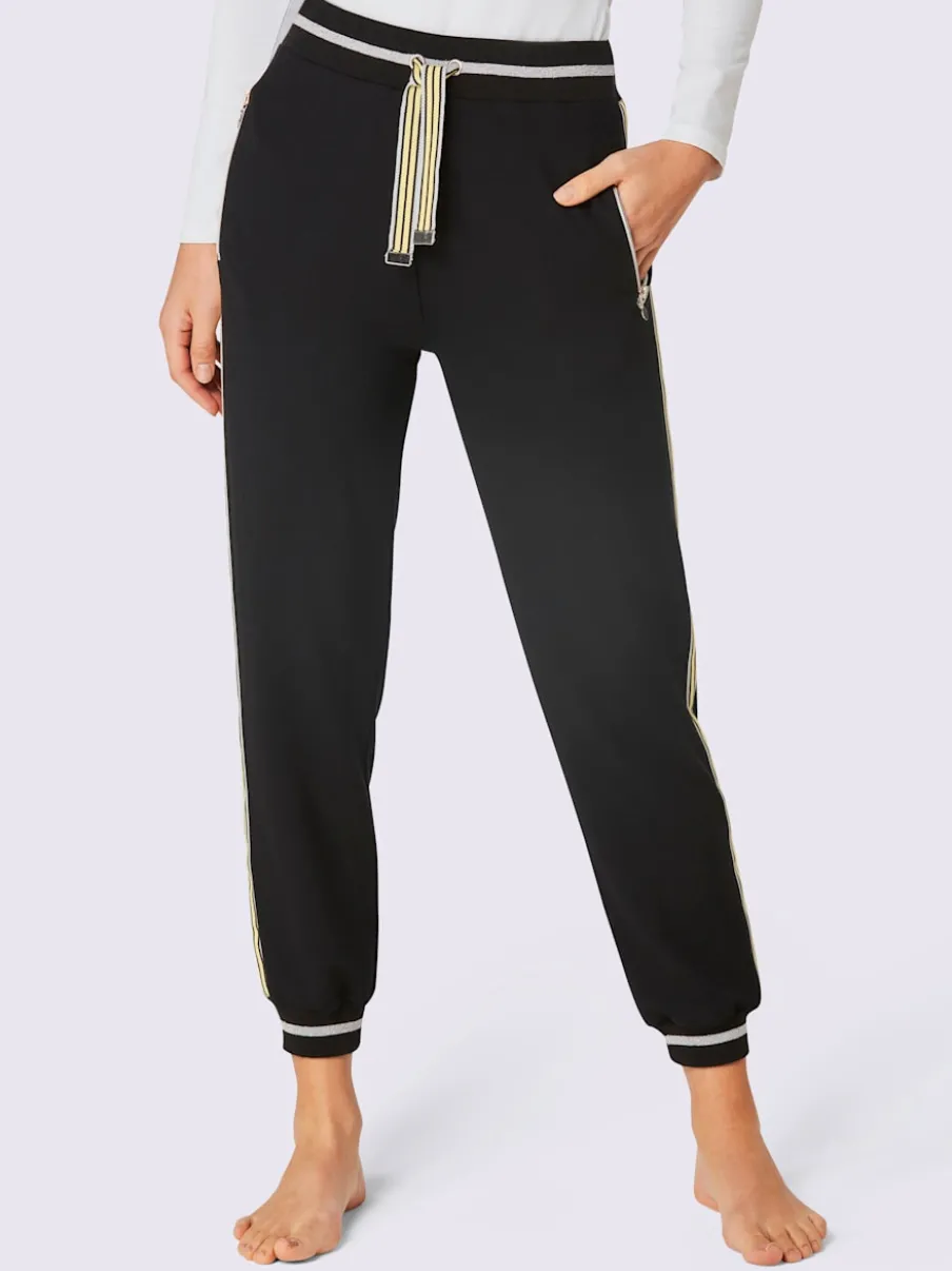 Pantalon modal et viscose à rayures avec ceinture élastique