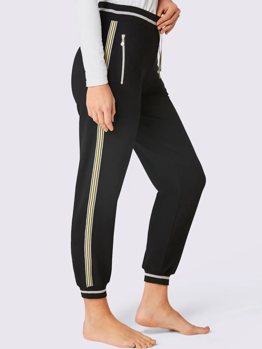 Pantalon modal et viscose à rayures avec ceinture élastique