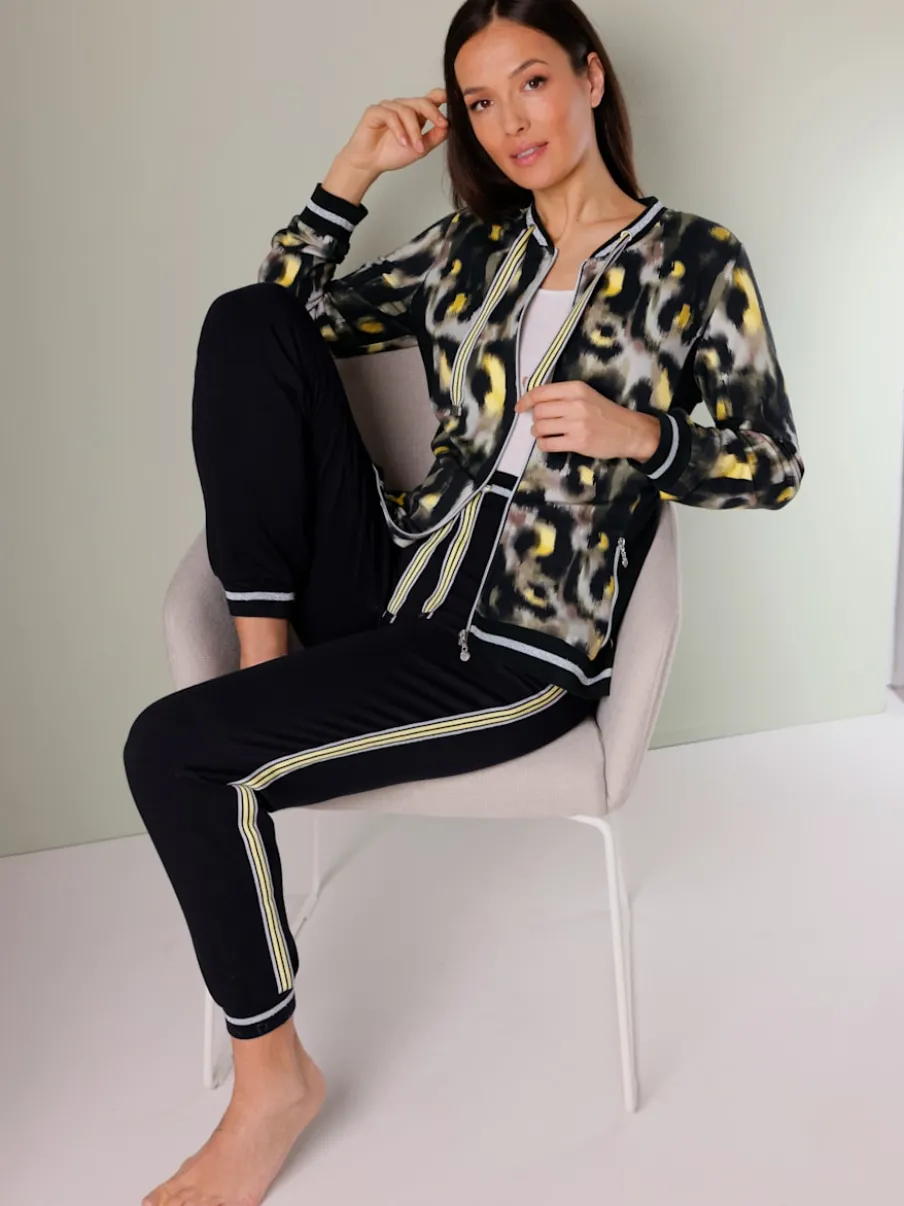 Pantalon modal et viscose à rayures avec ceinture élastique