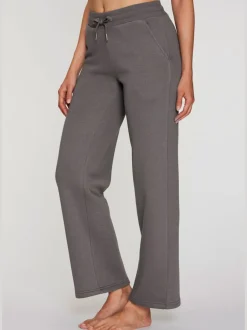 Pantalon molletonné à jambes larges avec poches latérales et coulisse