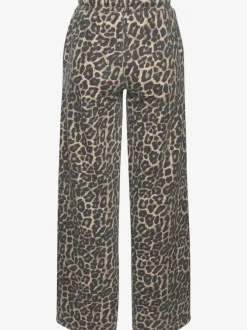Pantalon molletonné pantalon détente large à l'imprimé léopard intégral