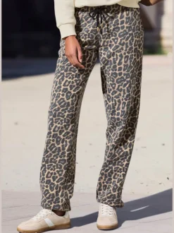 Pantalon molletonné pantalon détente à l'imprimé léopard intégral