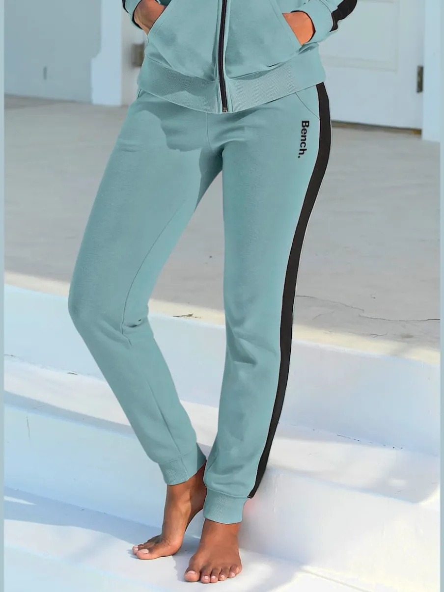 Pantalon molletonné sportif à rayures latérales et poches fendues