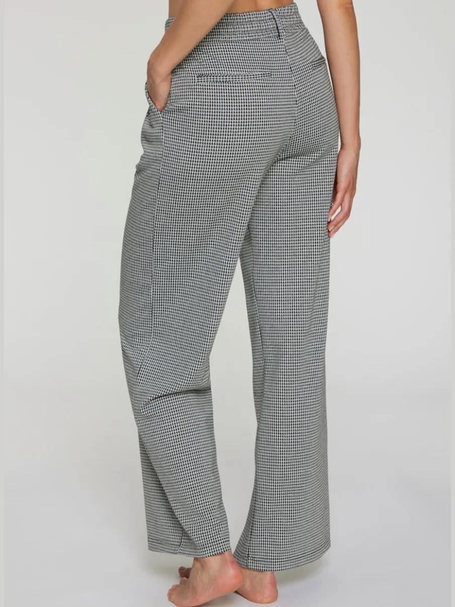 Pantalon à motifs à jambes larges et taille haute