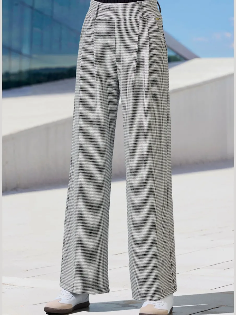 Pantalon à motifs à jambes larges et taille haute