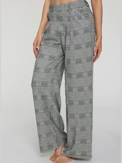 Pantalon à motifs à jambes larges et taille haute
