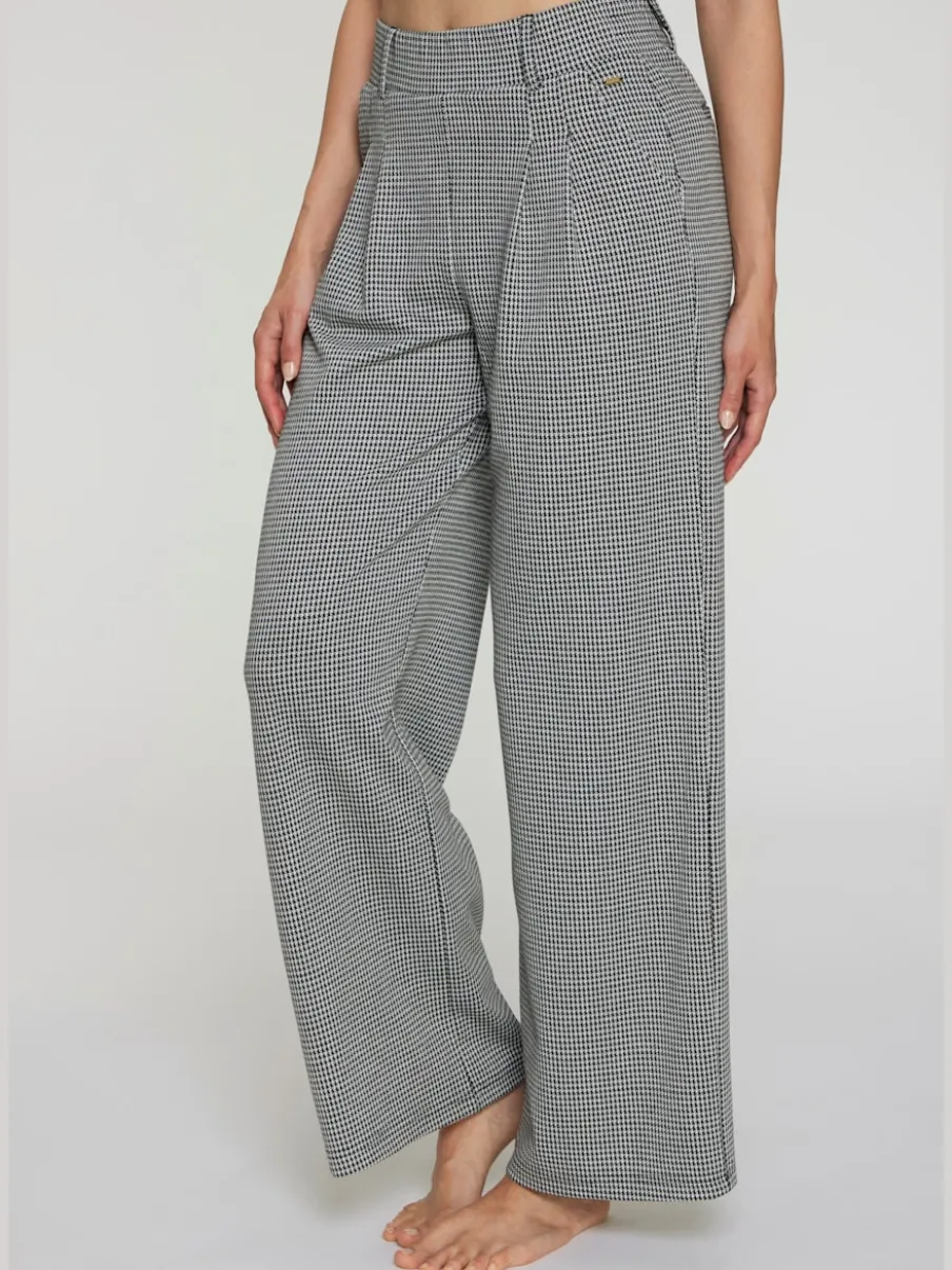 Pantalon à motifs à jambes larges et taille haute