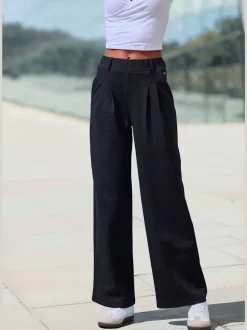 Pantalon à motifs à jambes larges et taille haute