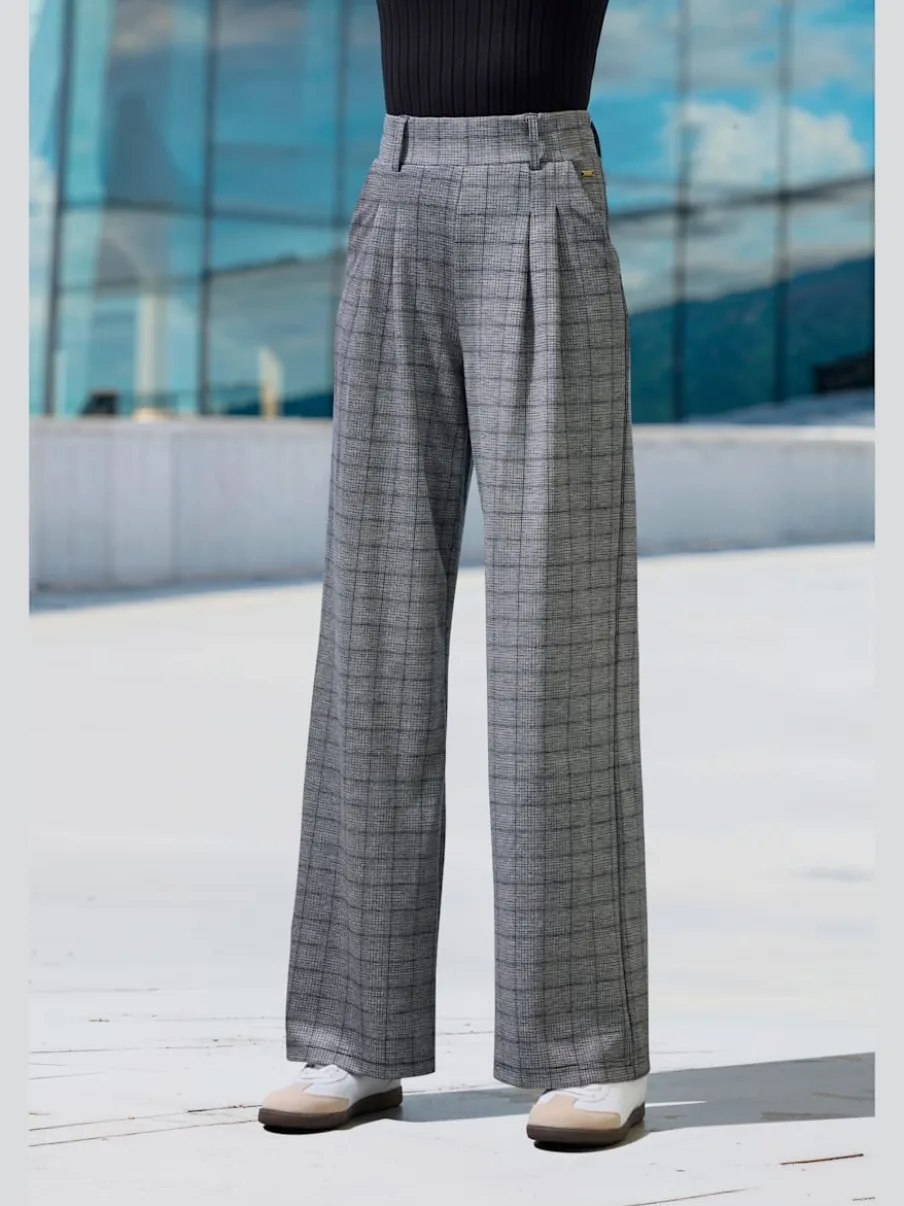 Pantalon à motifs à jambes larges et taille haute