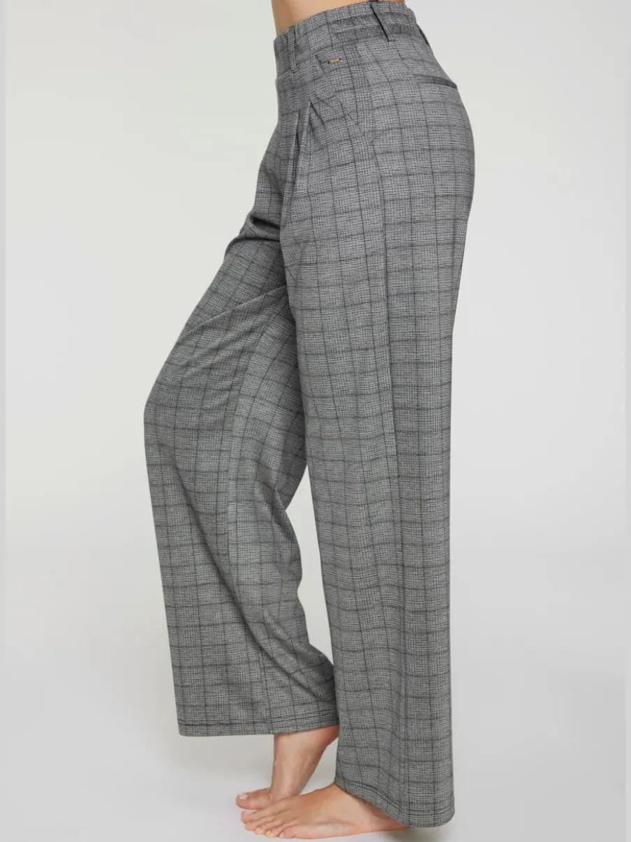 Pantalon à motifs à jambes larges et taille haute