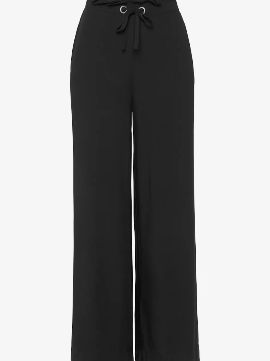 Pantalon paperbag à coulisse avec poches latérales et coupe ample