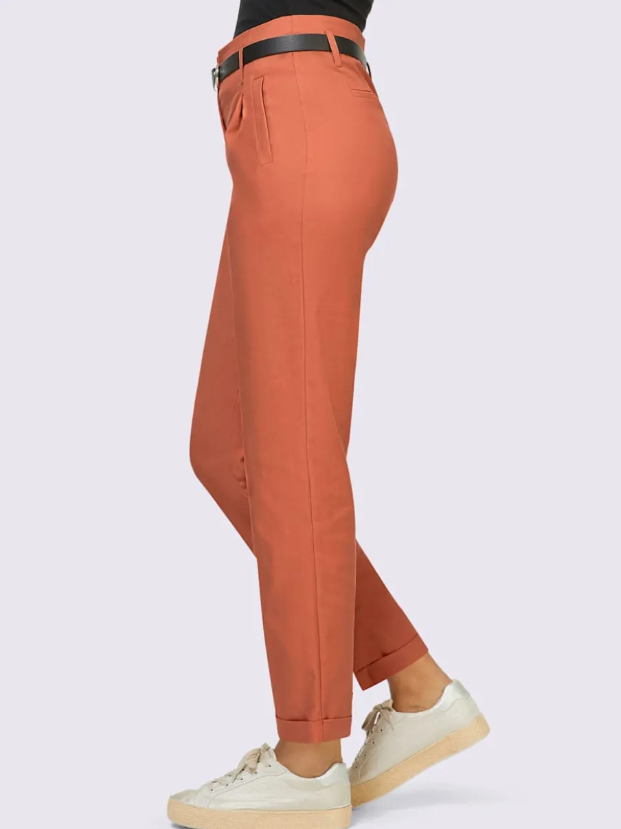 Pantalon paperbag en lyocell avec ourlet à revers fixe