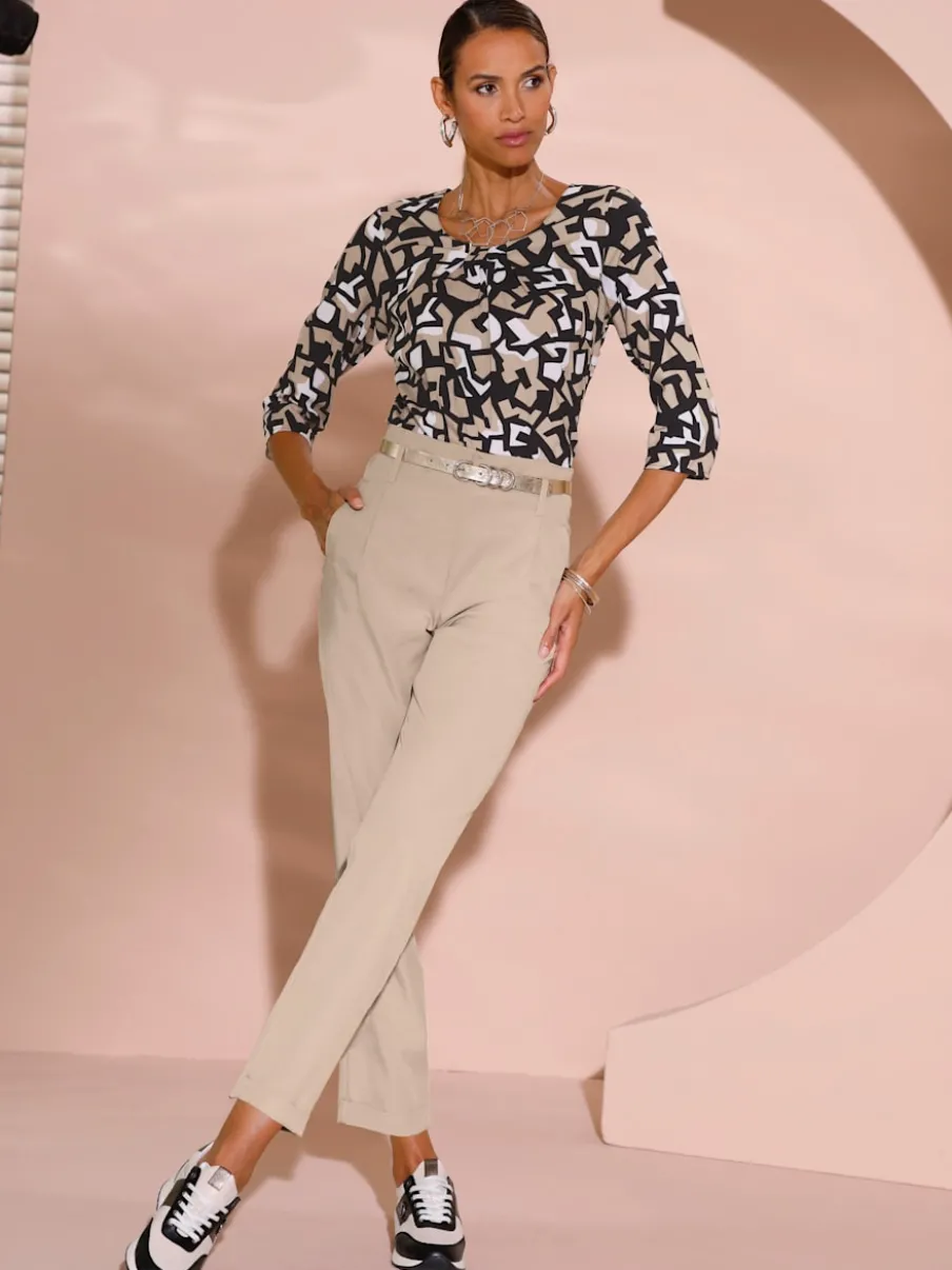 Pantalon paperbag en lyocell avec ourlet à revers fixe