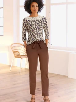 Pantalon paperbag fluide avec poches latérales confortables