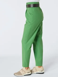 Pantalon à pinces en lyocell avec ceinture décorative et poches latérales