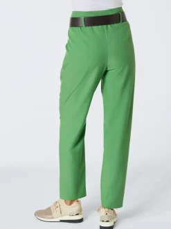 Pantalon à pinces en lyocell avec ceinture décorative et poches latérales