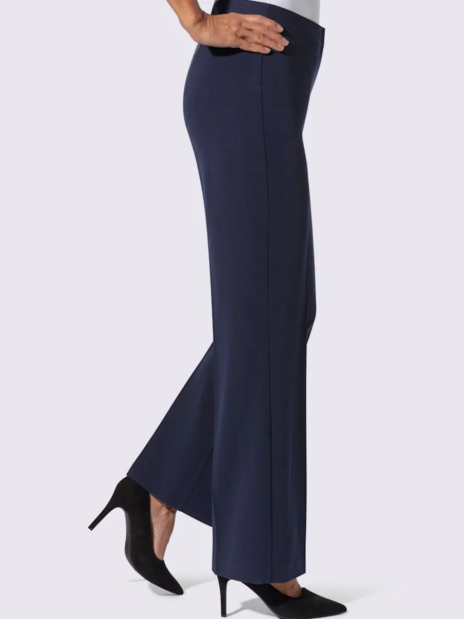 Pantalon à plis repassés avec jambes larges et ceinture gainante