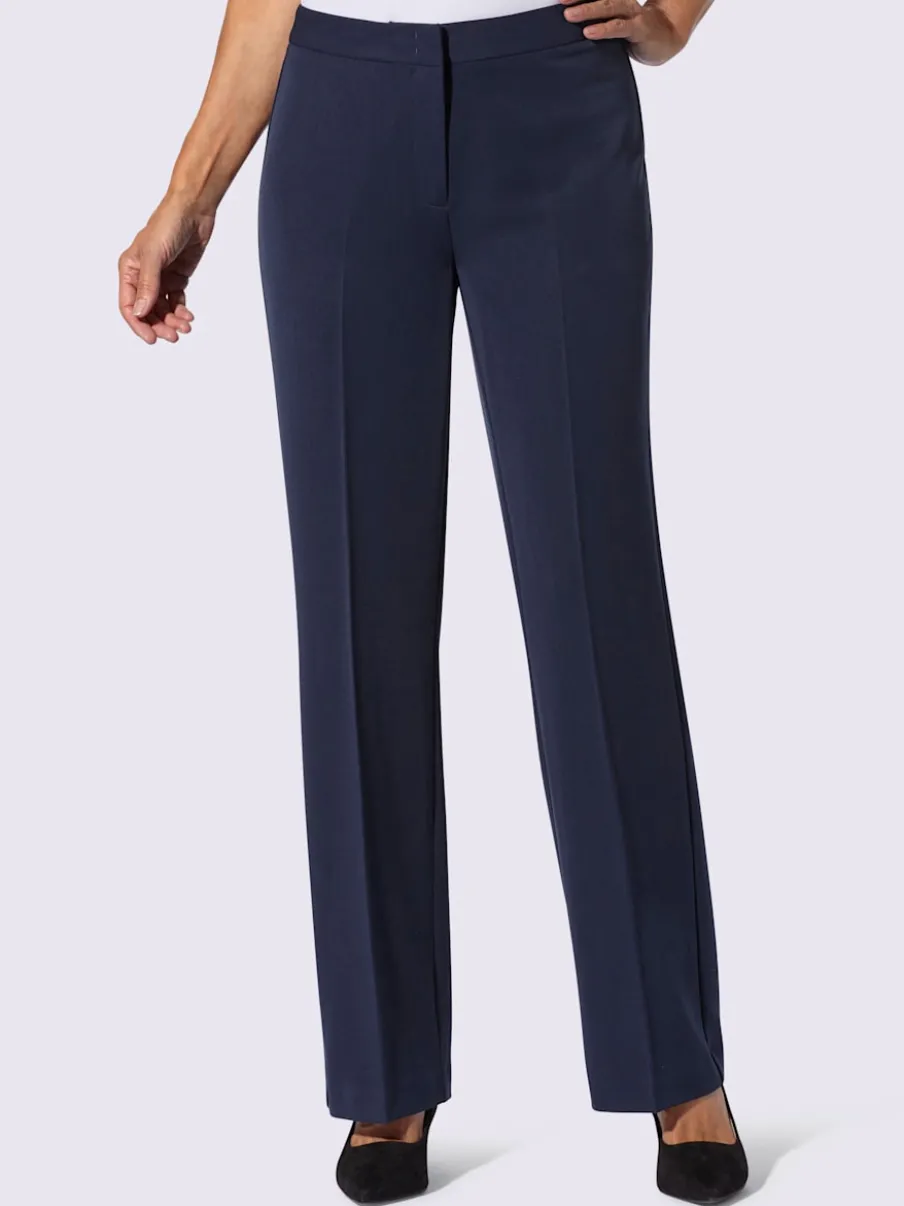 Pantalon à plis repassés avec jambes larges et ceinture gainante