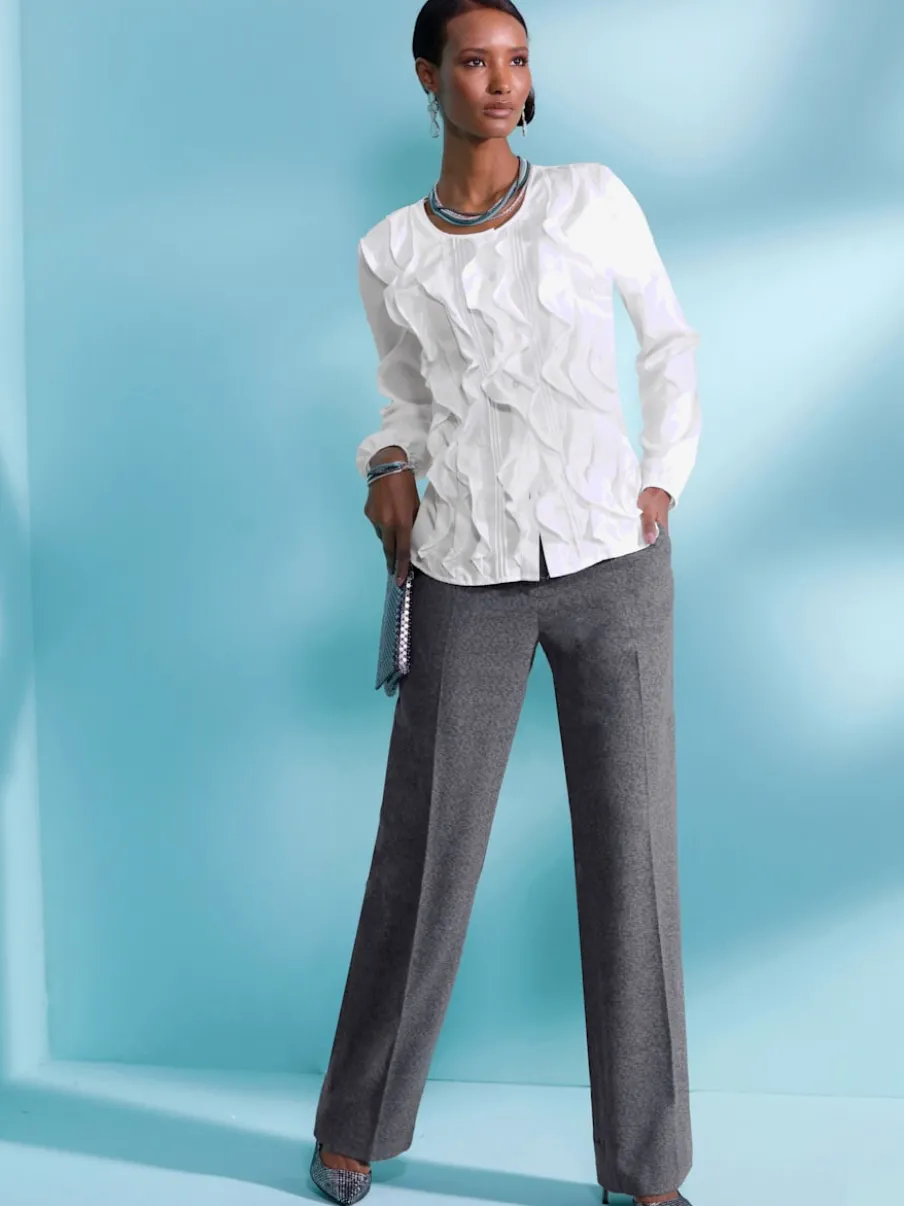 Pantalon plissé bel aspect chiné