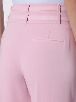 Pantalon plissé à taille haute avec double ceinture et poches