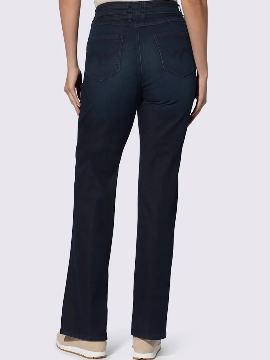 Pantalon 5 poches coupe droite en denim extensible