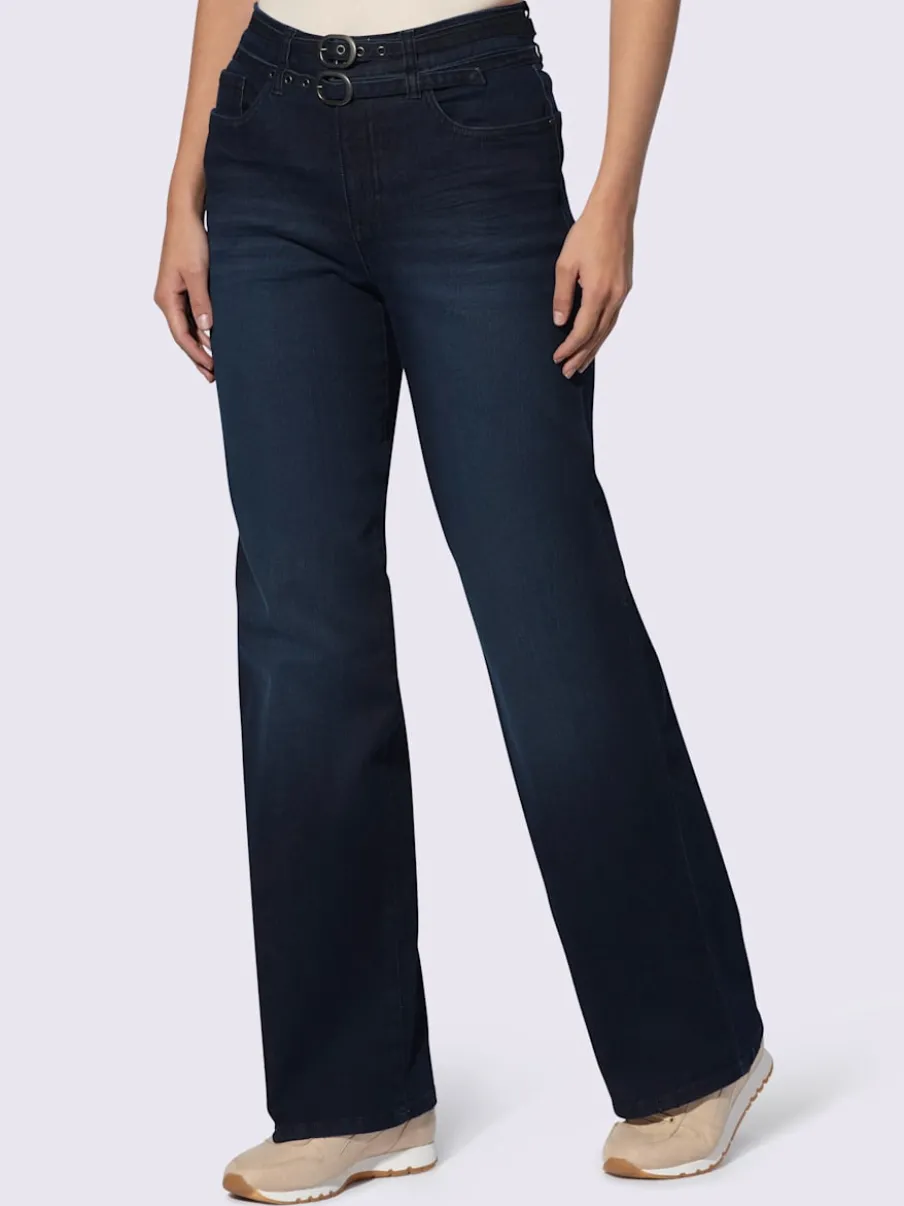 Pantalon 5 poches coupe droite en denim extensible