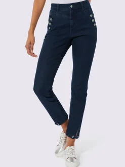 Pantalons 7/8 avec boutons et empiècements décoratifs élégants