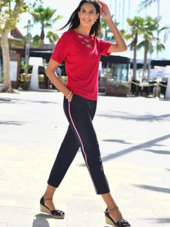 Pantalons avec rayures élégantes et ceinture élastique confortable