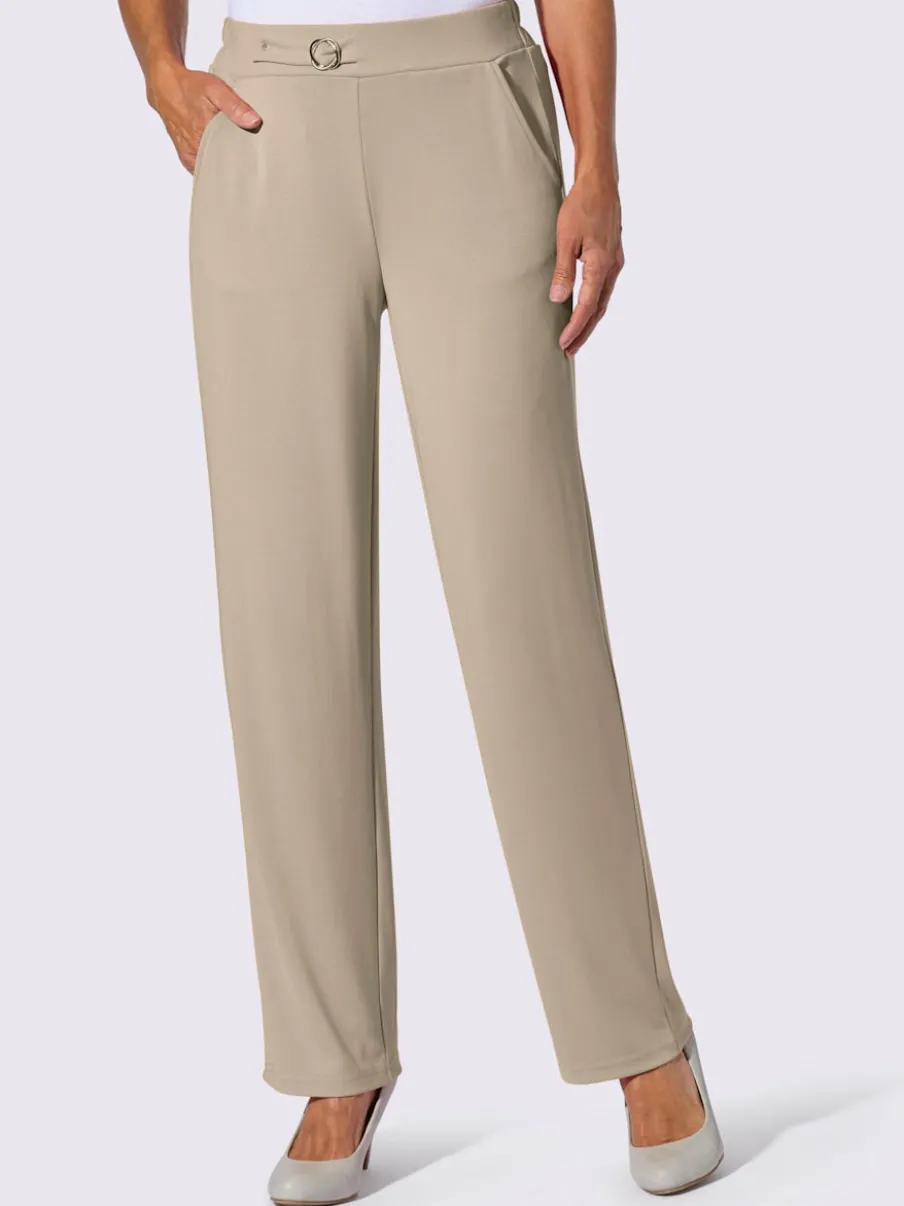 Pantalons à boucle décorative avec poches et élasticité