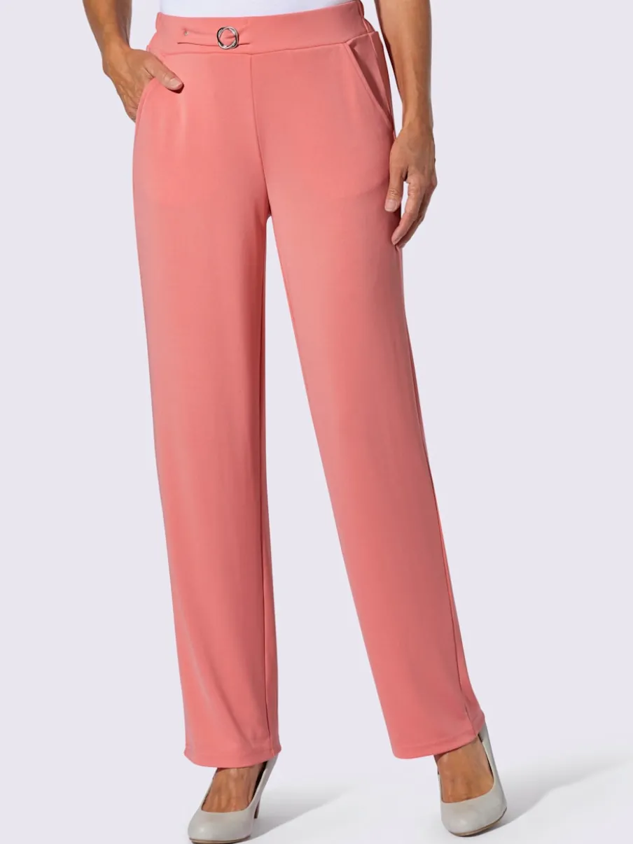 Pantalons à boucle décorative avec poches et élasticité