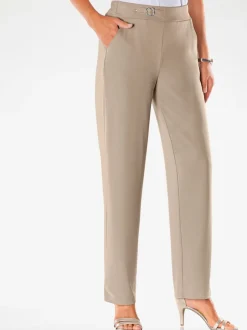 Pantalons à boucle décorative avec poches et élasticité