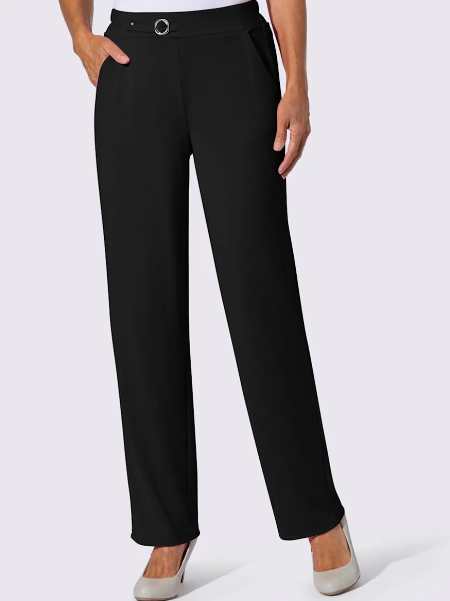 Pantalons à boucle décorative avec poches et élasticité