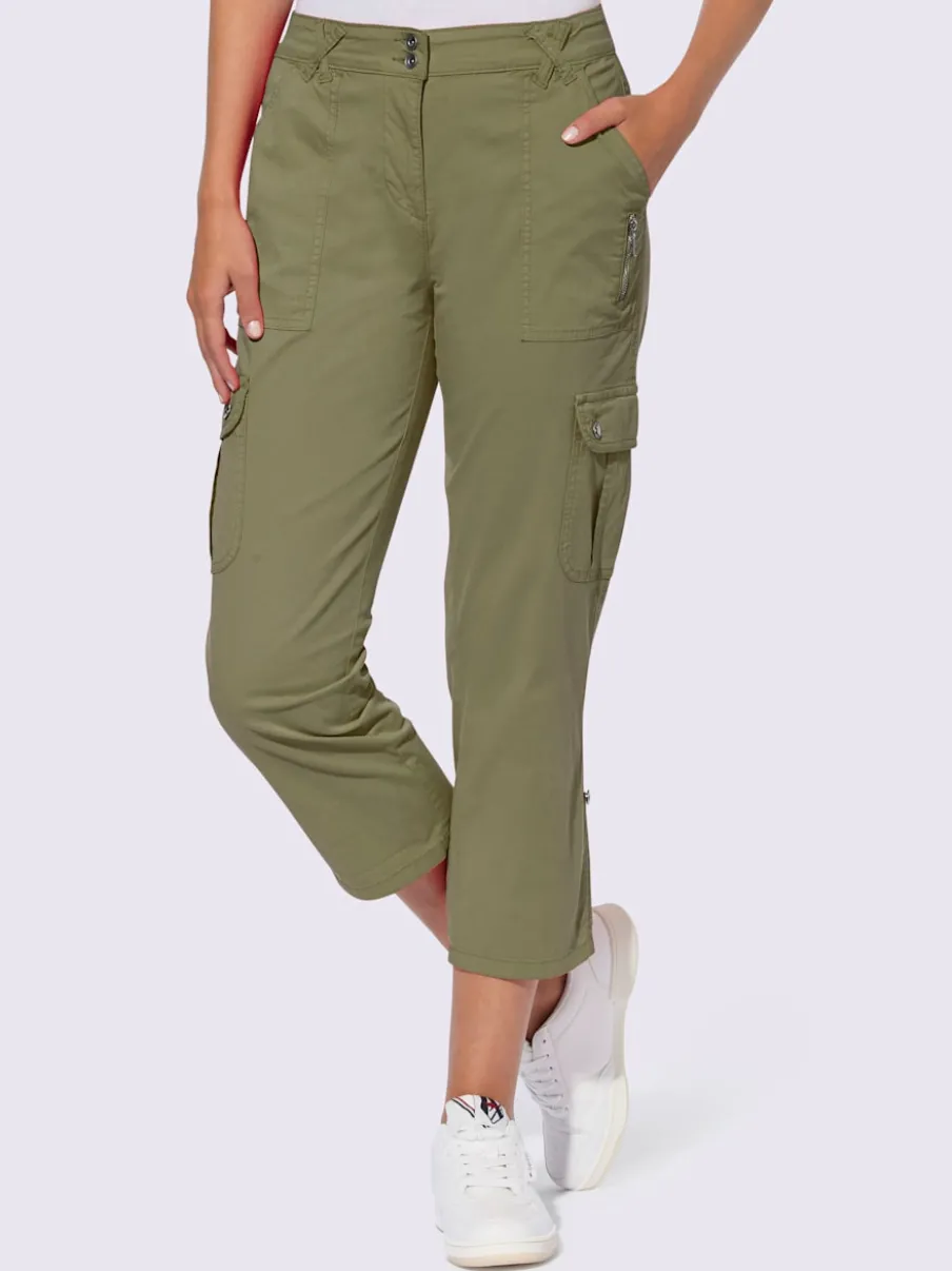 Pantalons cargo en coton coupe raccourcie avec poches