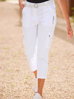 Pantalons cargo en coton coupe raccourcie avec poches
