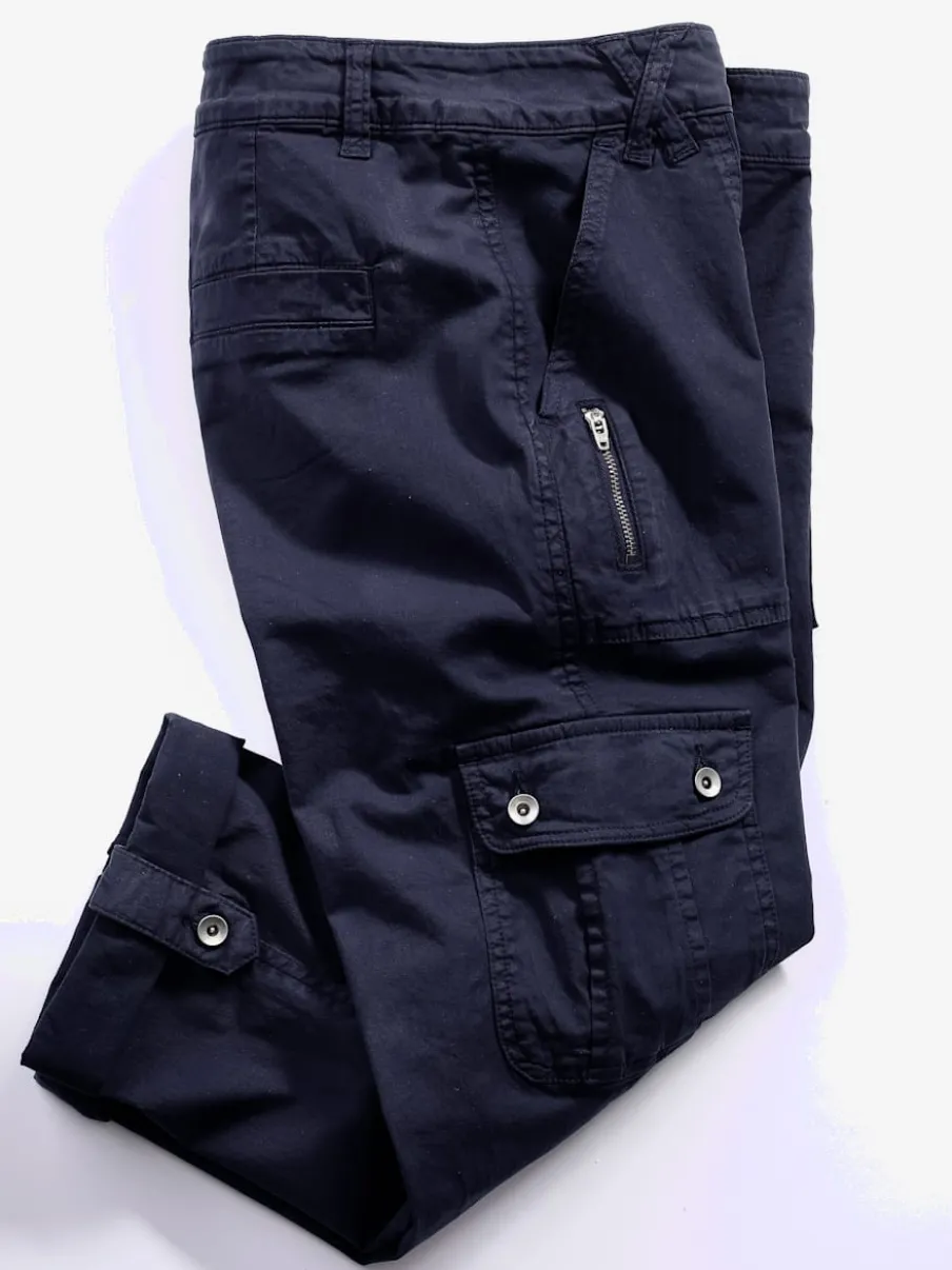 Pantalons cargo en coton coupe raccourcie avec poches
