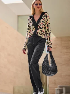 Pantalons cargo satin confortables avec poches pratiques ajustés
