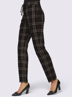 Pantalons à carreaux avec ceinture élastique et poches