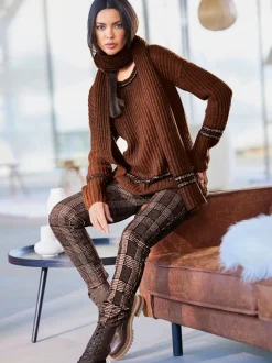 Pantalons à carreaux avec poches et ceinture confortable