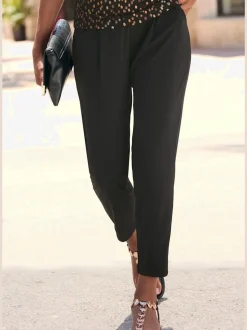 Pantalons à ceinture lisse coupe cigarette jambes 7/8