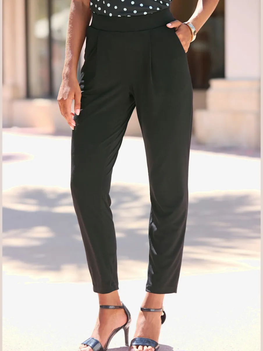 Pantalons à ceinture lisse coupe cigarette jambes 7/8