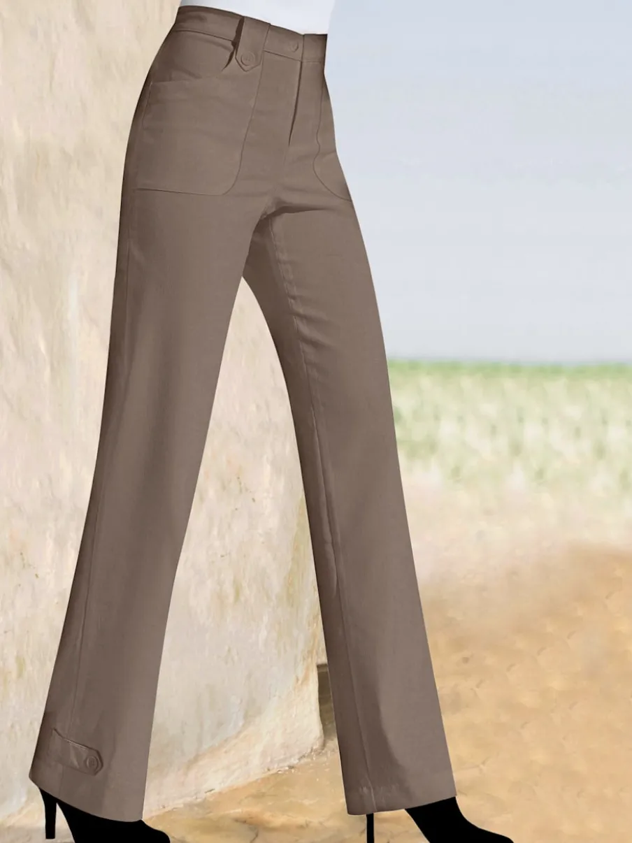 Pantalons coupe droite avec détails fantaisie et poches