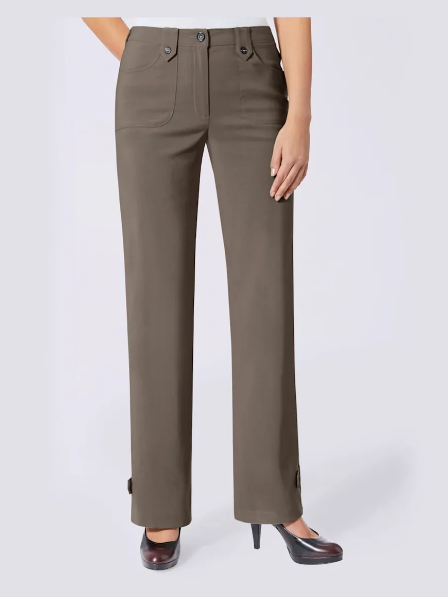 Pantalons coupe droite avec détails fantaisie et poches