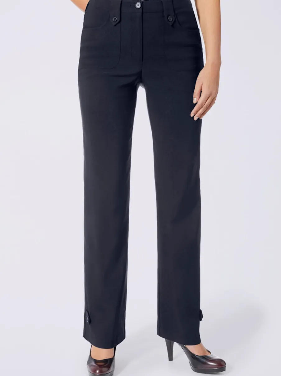 Pantalons coupe droite avec détails fantaisie et poches