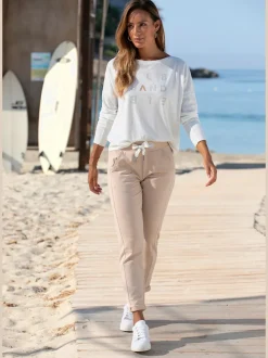Pantalons décontractés avec ceinture élastique et poches latérales
