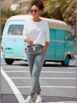 Pantalons décontractés avec ceinture élastique et poches latérales