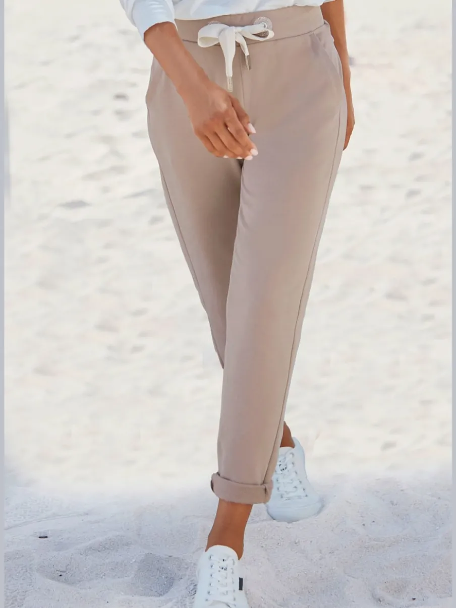 Pantalons décontractés avec ceinture élastique et poches latérales