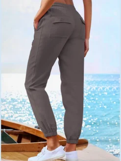 Pantalons décontractés avec ceinture élastique et poches arrière