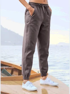 Pantalons décontractés avec ceinture élastique et poches arrière