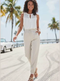 Pantalons décontractés avec ceinture élastique et poches arrière